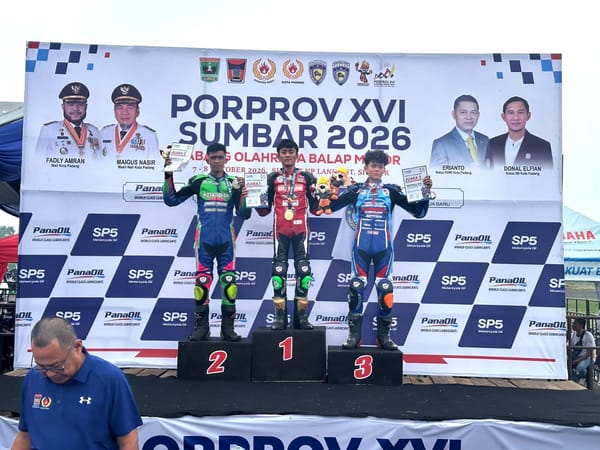Kota Padang Sabet 3 Emas Cabor Balap Motor Porprov XVI Sumbar, Target Juara Umum Terbuka