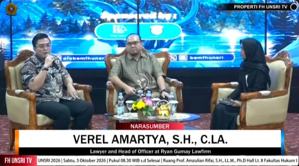 Wejangan Alumni Unsri: Legacy of Law: Belajar dari Jejak, Melangkah Lebih Jauh, Berbagi Pengalaman dan Inspirasi Alumni Kepada Mahasiswa Baru
