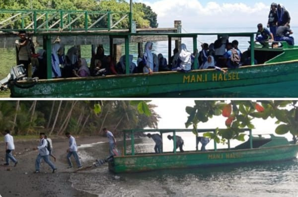 Perahu Kayu Jadi Saksi Siswa dan Siswi MAN 1 Halsel Jaga Asa Anak Kepulauan