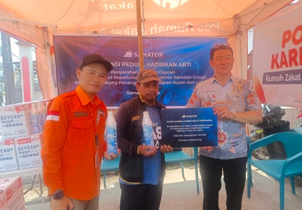 Samator Group Salurkan 240 Tabung Oxycan Dukung Pejuang Karhutla di Kalsel