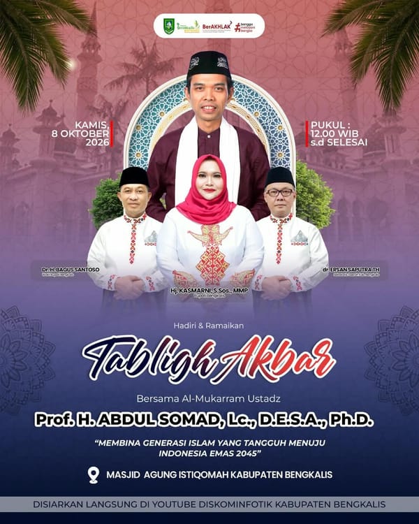 Pemkab Bengkalis  Gelar Tabligh Akbar Bersama UAS di Mesjid Agung Istiqomah