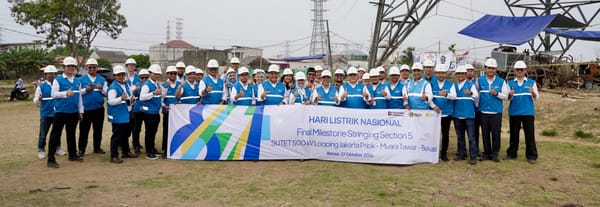 PLN UIP JBB Capai Final Milestone Stringing Section 5 SUTET 500 kV Looping Jakarta Priok-Muara Tawar-Bekasi